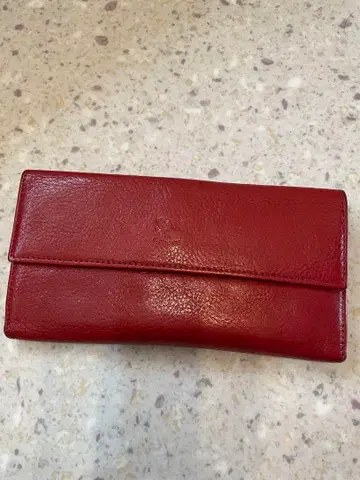 일비종떼 가죽제 빨간색 이단 접이식 지갑