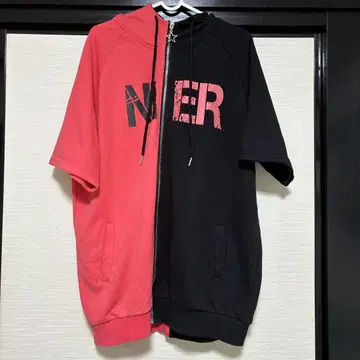 NieR 반팔 TWO-TONE ZIP PARKA [ LIGHT RED ]