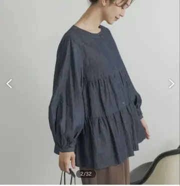 데님 티어드 블라우스