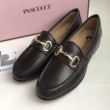 PASCUCCI 가죽 비트 로퍼 35.5 22.5cm 상당 브라운