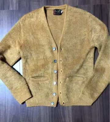 60s tiger shag 모헤어 가디건 머스타드 겨자