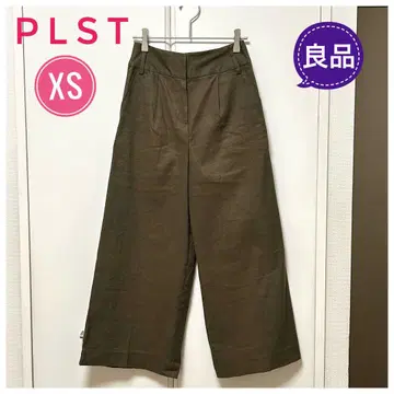 고품질 PLST 플라스테 마 혼방 스트레치 와이드 팬츠 브라운 XS