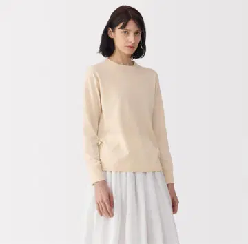 MUJI Labo 코튼 하이 게이지 니트 긴팔 풀오버 아이보리 S