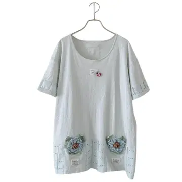 Potechino 포테치노(XL) 꽃 모티브 반팔 T셔츠/스카이블루