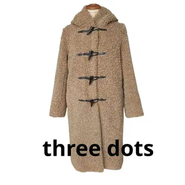 three dots 푸들 보아 롱 더플 코트 XS 카멜
