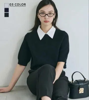 베이스먼트 온라인 카라 부착 반팔 니트