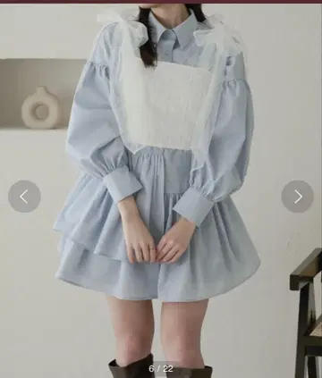 새상품급 앙블르네쥬 라메 프린지 튤 리본 뷔스티에 / 셔츠 원피스 세트