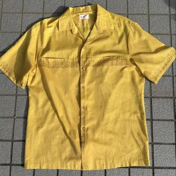 60s 하와이안 셔츠 머스타드 겨자색 Vintage 로카빌리 50s