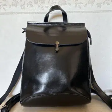 블랙 가죽 백팩 백