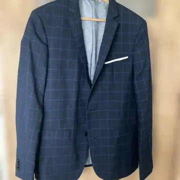 ZARA MAN 네이비 체크 테일러드 자켓