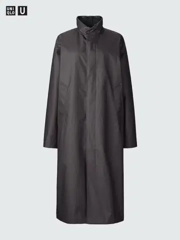 UNIQLO U 코팅 롱 코트 다크 브라운