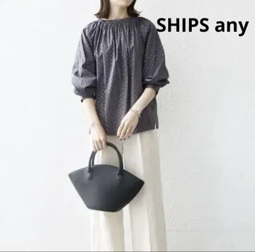 SHIPS any 쉽스에니 도트 블라우스 개더 볼륨 소매