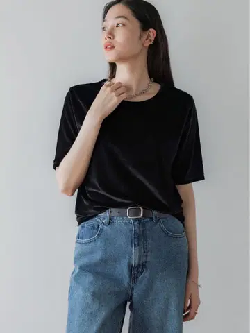 크루레 시어 벨로아 크루넥 T 블랙 사이즈 3