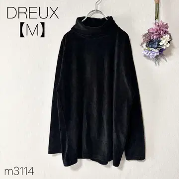 하이넥 코듀로이 긴팔 티셔츠 면 혼방 매트 블랙 [ M ]