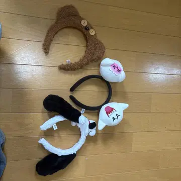 머리띠 3종 세트 (곰 귀, 고양이 귀, 유령 귀)