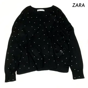ZARA 자라 스톤 니트 긴팔 시어 소재 블랙