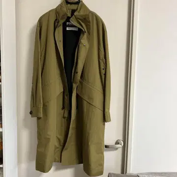 카키 스텐카라 코트 후드 부착