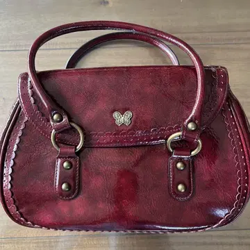 ANNA SUI 안나수이 와인 레드 보르도 에나멜 핸드백