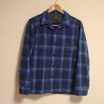 칼리 CALEE 오픈 카라 셔츠 울 체크 셔츠 긴팔 M