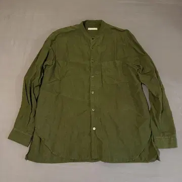 CONFECT 올리브 그린 린넨 100% 긴팔 셔츠 남성용