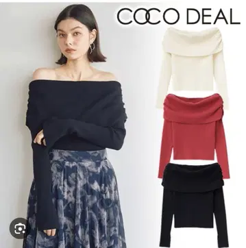 COCO DEAL 오프숄더 니트 블랙