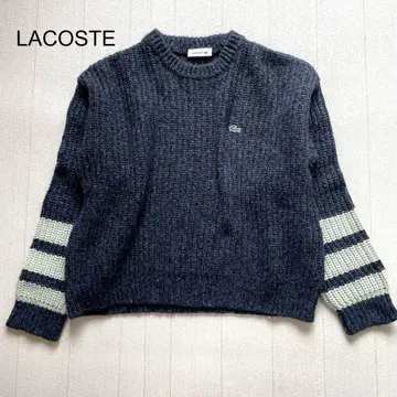 LACOSTE 스트라이프 리브 울 블렌드 스웨터 네이비 S