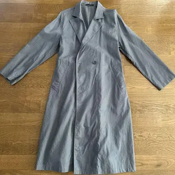 블루 그레이 더블 브레스트 롱 코트 M 사이즈 UNIQLO