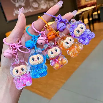 귀여운 LABUBU 러브러브 키링 3개 세트 파랑 핑크 보라색