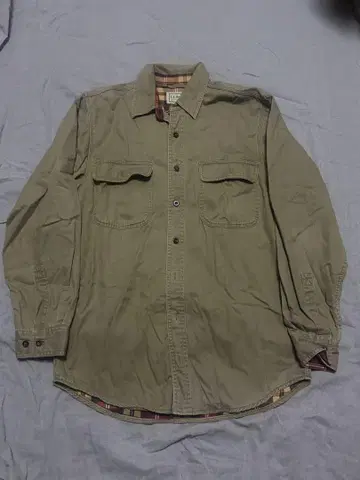 L.L.Bean 올리브색 코튼 100 긴팔 셔츠