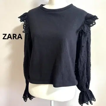 ZARA 맨투맨 프릴 블랙 여성용 M