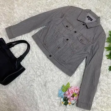 새상품급 소니아 리키엘 데님 자켓 그레이 로고 버튼 비쥬 40 L