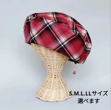 가을 빨간색 체크 코튼 베레모 모자 S.M.L.LL 선물 환갑 선물
