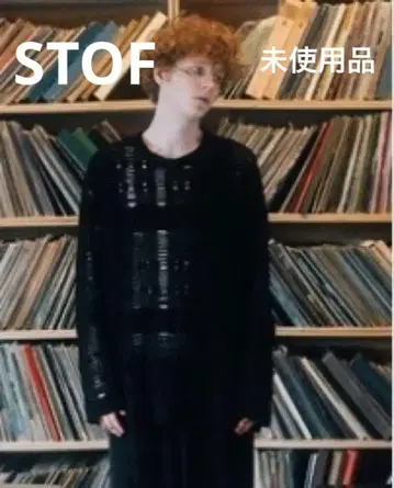 STOF 블랙 데미지 니트 스웨터