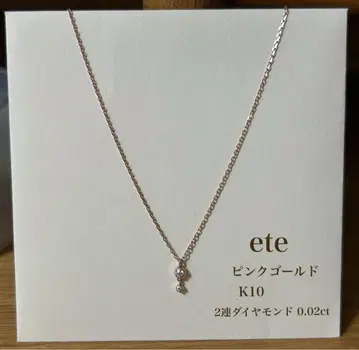 ete 목걸이 K10 2연 다이아몬드 0.02ct 핑크 골드