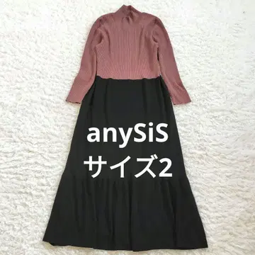 anySiS [ 세탁 가능 ] 바이컬러 머메이드 니트 원피스 2 M 핑크