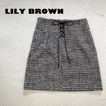 LILY BROWN 릴리 브라운 미니 스커트 트위드 레이스업 블랙