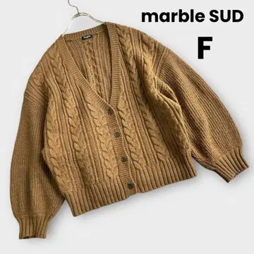 marble SUD 브라운 F 케이블 니트 V넥 긴팔 라이트 맨