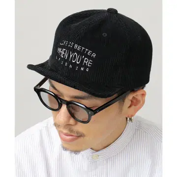 코듀로이 영문 자수 숏 앰파이어 캡 볼캡 (블랙)