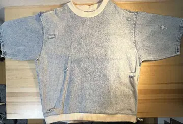 [ 특별 세일!! ] 자라 사이드 지퍼 슬릿 데님 풀오버 M