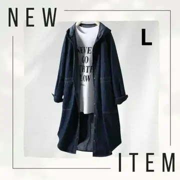 후드티 데님 코트 롱 기장 L 사이즈