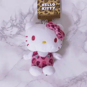 레오파드 무늬 헬로키티 마스코트 봉제 인형 키링 산리오