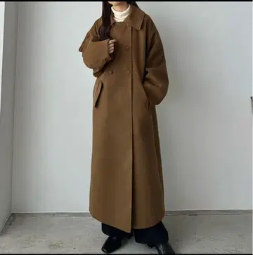 callautia 스탠 칼라 롱 코트 브라운 S