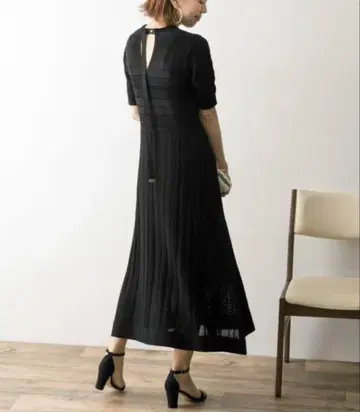 CELFORD 셀포드 크로셰 라이크 니트 원피스 블랙 롱