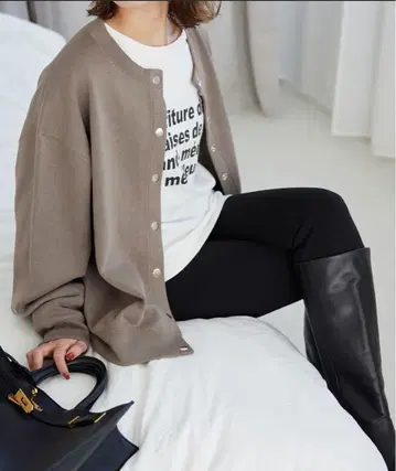 SLOBE IENA / 더블 페이스 저지 스냅 가디건