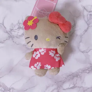 아베일 헬로키티 봉제인형 마스코트 키링 선탠 키티