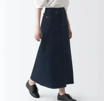 무인양품 스트레치 데님 A라인 스커트 다크 네이비 S 사이즈