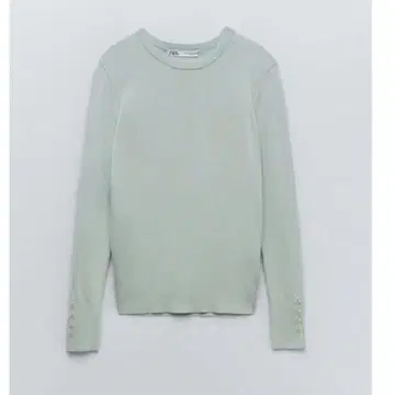 자라 베이직 니트 스웨터 소매 버튼 골드