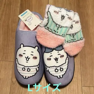 치이카와 (먼작귀) 슬리퍼 L 사이즈 복슬복슬 양말 세트 하치와레