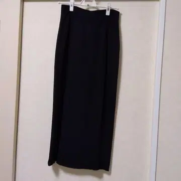 블랙 롱 타이트 랩 스커트