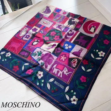 울 MOSCHINO 모스키노 대형 숄 스톨 패치워크 패턴